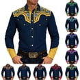 thumbnail image 1 of XIAOCHA Men's Contrast Floral Western Button-Down Shirt Long Sleeve Tailored Tops Bavarian Pub Shirts, 1 of 4