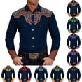 thumbnail image 1 of XIAOCHA Men's Contrast Floral Western Button-Down Shirt Long Sleeve Tailored Tops Bavarian Pub Shirts, 1 of 4
