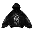 thumbnail image 1 of XIAOCHA Men's Divine Figure Graphic Hoodie Oversized Long Sleeve Hooded Pullover Sweatshirt Cozy Gothic Street Hoodies, 1 of 3