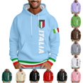thumbnail image 1 of XIAOCHA Men's Drawstring Hoodie Italia Flag Graphic Long Sleeve Pullover Top, Light Blue, Sizes XXXXXXL, 1 of 4