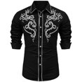 thumbnail image 1 of XIAOCHA Men's Embroidered Button Down Shirt Long Sleeve Floral Scroll Stitched Shirt Comfortable Western Style Party Wear Top, 1 of 5
