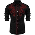 thumbnail image 1 of XIAOCHA Men's Embroidered Button Down Shirt Long Sleeve Floral Scroll Stitched Shirt Comfortable Western Style Party Wear Top, 1 of 5