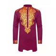 thumbnail image 1 of XIAOCHA Men's Embroidered Tunic Mandarin Neck Long Sleeve Top Comfortable Ethnic Formal Shirt, 1 of 2