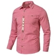 thumbnail image 1 of XIAOCHA Men's Gingham Check Shirt Collared Long Sleeve Button Up Casual Blouse Breathable Everyday Going Out Top, 1 of 3