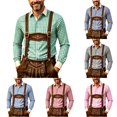 thumbnail image 1 of XIAOCHA Men's Gingham‑Print Button‑Up Shirt Long‑Sleeve Spread‑Collar Urban Hangout Button‑Down Top, Green, Sizes XXL, 1 of 6