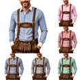 thumbnail image 1 of XIAOCHA Men's Gingham‑Print Button‑Up Shirt Long‑Sleeve Spread‑Collar Urban Hangout Button‑Down Top, Light Blue, Sizes XXXL, 1 of 6