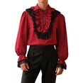 thumbnail image 1 of XIAOCHA Men's Gothic Ruffled Shirt Long Sleeve Turn Down Collar Lace Trim Ruffled Blouse Stylish Steampunk Party Wear Tops, 1 of 9