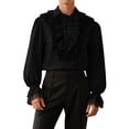 thumbnail image 1 of XIAOCHA Men's Gothic Ruffled Shirt Long Sleeve Turn Down Collar Lace Trim Ruffled Blouse Stylish Steampunk Party Wear Tops, 1 of 6