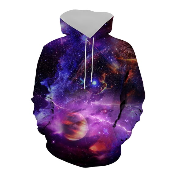 XIAOCHA Men's Graphic Print Hooded Sweatshirt Featuring Starry Sky Artwork Casual Streetwear Pullover For Everyday Comfort