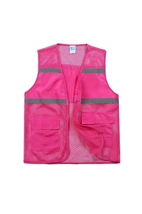 Men's High Visibility Safety Vest Mesh Panel Reflective Strip Top Breathable Workwear Outdoor Waistcoat
