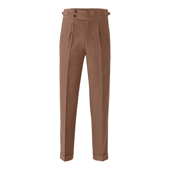 XIAOCHA Men's High Waist Dress Pants Solid Pleated Trousers Office ed Ankle Slacks