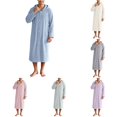 thumbnail image 1 of XIAOCHA Men's Hooded Front Button Bath Robe Long Sleeve Relaxed Fit Fall Night Gown, 1 of 6