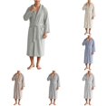 thumbnail image 1 of XIAOCHA Men's Hooded Tie Belt Sleep Robe Long-Sleeve All-Season Home Shower Gown, 1 of 4