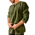 thumbnail image 1 of XIAOCHA Men's Lace Up Medieval Tunic Long Sleeve Henley Neck Pullover Tunic Top Breathable Vintage Renaissance Tunics, 1 of 5