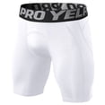 thumbnail image 1 of XIAOCHA Men's Letter Print Compression Shorts Slim Fit Short Length Elastic Waist Athletic Tights Breathable Sporty Training Wear Boxers, 1 of 4