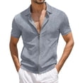 thumbnail image 1 of XIAOCHA Men’s Lightweight Breathable Textured Full Zip Short Sleeve Shirt Slim Fit Casual Daily Polo, 1 of 5