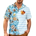 thumbnail image 1 of XIAOCHA Men's Oktoberfest Print Button Down Shirt Cartoon Graphic Short Sleeve Bavarian Top, 1 of 4