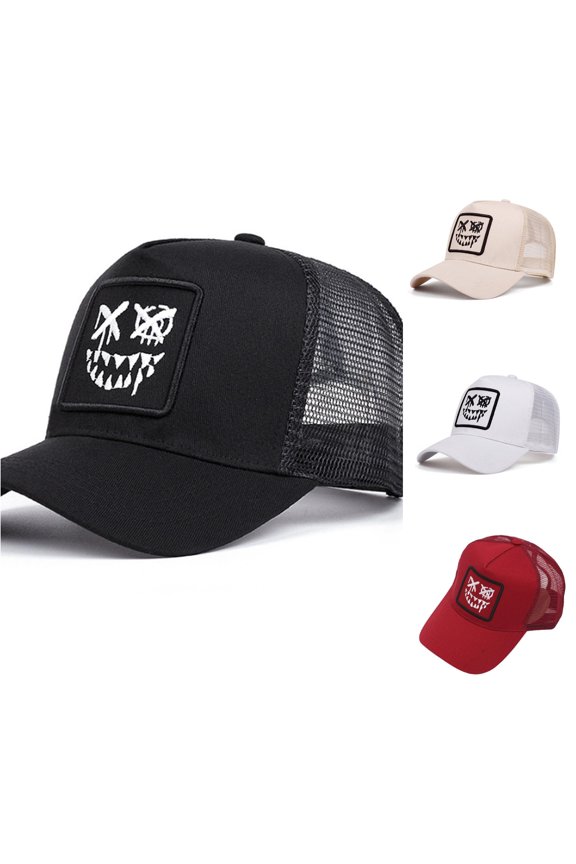 Men's Patched Trucker Hat Adjustable Baseball Cap Farm Rodeo Dad Hat,Black