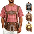 thumbnail image 1 of XIAOCHA Men's Plaid Graphic T-Shirt Short Sleeve Lightweight Oktoberfest Casual Tee, 1 of 4