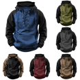 thumbnail image 1 of XIAOCHA Men's Pullover Hoodie Lace Up Raglan Sweatshirts Vintage Hooded Sweatshirt, Blue, Sizes S, 1 of 3