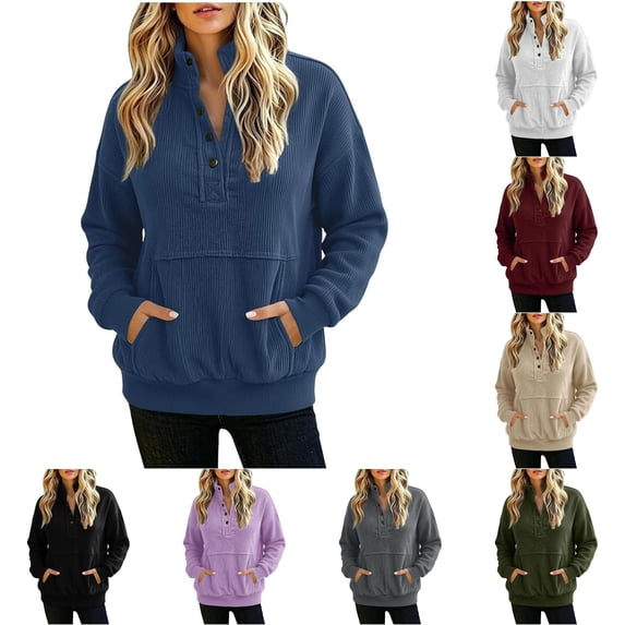 XIAOCHA Men's Quarter Button Pullover Sweatshirt Relaxed Fit Fall Winter Daily Sweatshirts