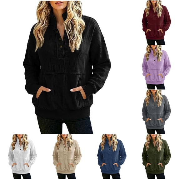 XIAOCHA Men's Quarter Button Pullover Sweatshirt Relaxed Fit Fall Winter Daily Sweatshirts