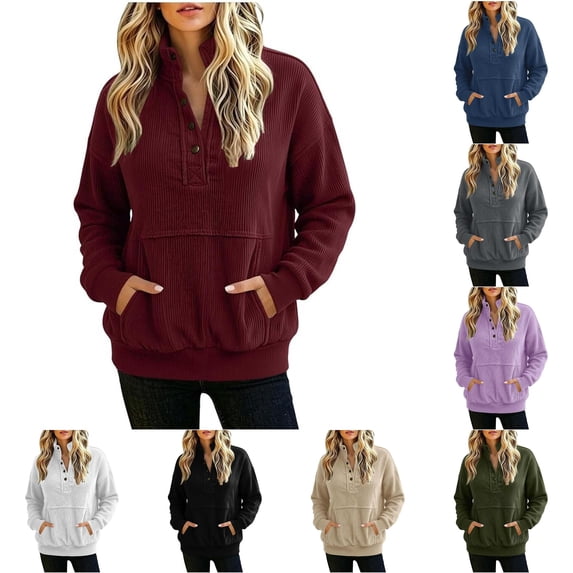 XIAOCHA Men's Quarter Button Pullover Sweatshirt Relaxed Fit Fall Winter Daily Sweatshirts
