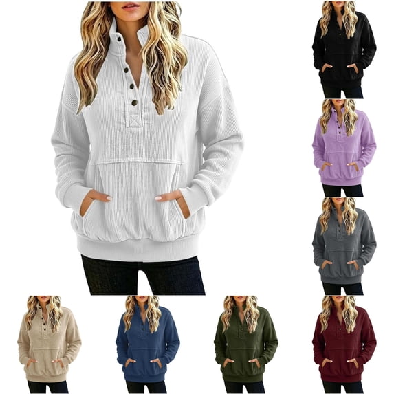 XIAOCHA Men's Quarter Button Pullover Sweatshirt Relaxed Fit Fall Winter Daily Sweatshirts