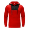 thumbnail image 1 of XIAOCHA Men's Quarter-Zip Hoodies Loose Color Block Hooded Top Kangaroo Pocket Comfortable Workout Hoodie, 1 of 7