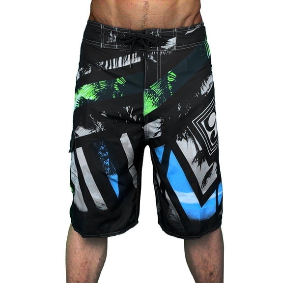 XIAOCHA Men's Quick Dry Swim Trunks Knee Length Drawstring Waist Board Shorts Water Resistant Floral Print Beach Surfing Shorts