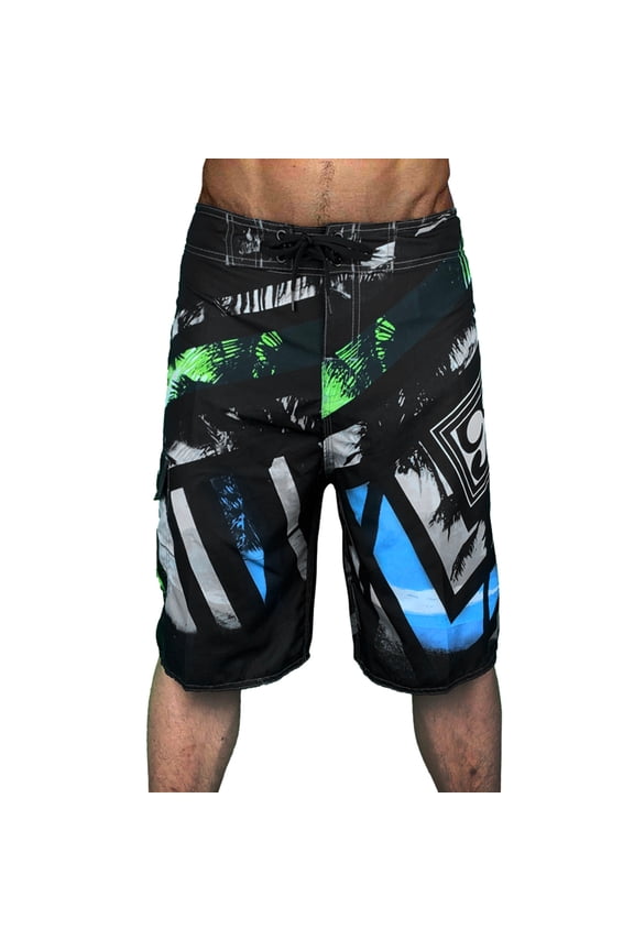 Men's Quick Dry Swim Trunks Knee Length Drawstring Waist Board Shorts Water Resistant Floral Print Beach Surfing Shorts