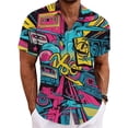 thumbnail image 1 of XIAOCHA Men's Retro Graphic Shirt Button Down Short Sleeve Shirt Lightweight Trendy Party Wear Top, 1 of 4