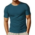 thumbnail image 1 of XIAOCHA Men's Ribbed T-Shirt Slim-Fit Crew Neck Short-Sleeve Top Soft Stretch Athletic Workout Tee, 1 of 4