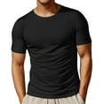 thumbnail image 1 of XIAOCHA Men's Ribbed T-Shirt Slim-Fit Crew Neck Short-Sleeve Top Soft Stretch Athletic Workout Tee, 1 of 4