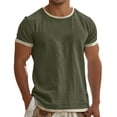 thumbnail image 1 of XIAOCHA Men's Ringer Tee Short Sleeve Round Neck Contrast Casual Loose Fit Lightweight Daily Shirt, 1 of 5