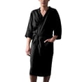 thumbnail image 1 of XIAOCHA Men's Robe Half-Sleeve Loungewear Bathrobe With Belt And Pockets For Comfortable Home Wear, 1 of 4