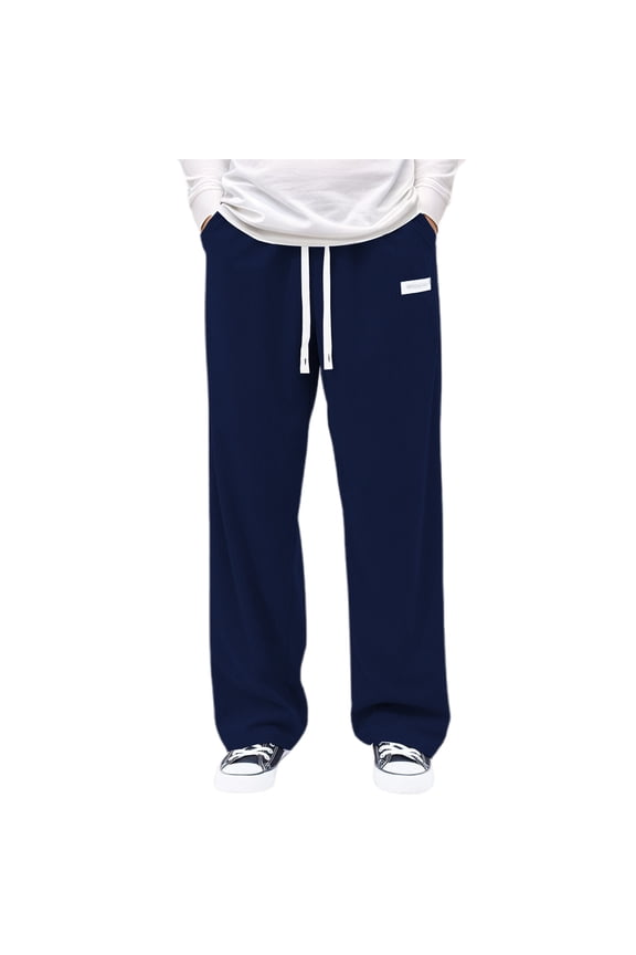 Men's Soft Corduroy Pants Wide Leg Full Length Elastic Waist Trousers Breathable Casual Daily Wear Pants