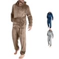 thumbnail image 1 of XIAOCHA Men's Solid Hooded Pajama Set Long Sleeve Hood Top Jogger Pant Home Sleepwear, 1 of 9