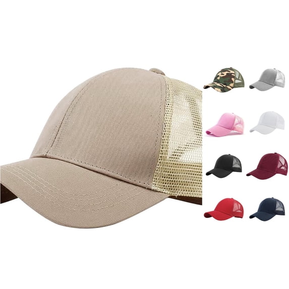 XIAOCHA Men's Solid Trucker Cap Breathable Sun Protection Outdoor Mesh Cap,Khaki