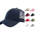thumbnail image 1 of XIAOCHA Men's Solid Trucker Cap Breathable Sun Protection Outdoor Mesh Cap,Navy, 1 of 5
