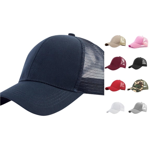 XIAOCHA Men's Solid Trucker Cap Breathable Sun Protection Outdoor Mesh Cap,Navy