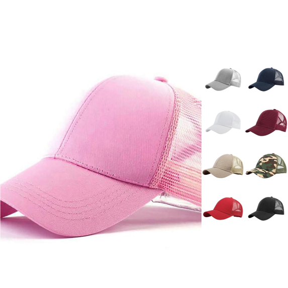 XIAOCHA Men's Solid Trucker Cap Breathable Sun Protection Outdoor Mesh Cap,Pink