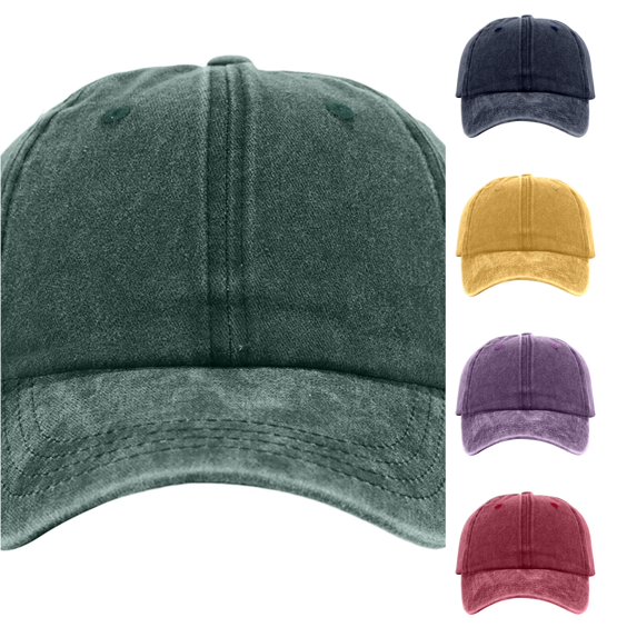 XIAOCHA Men's Solid Washed Baseball Cap Adjustable Hat Band Baseball Hats Farm Dad Caps,Dark Green