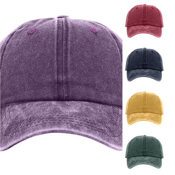 XIAOCHA Men's Solid Washed Baseball Cap Adjustable Hat Band Baseball Hats Farm Dad Caps,Purple