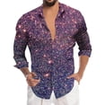 thumbnail image 1 of XIAOCHA Men's Sparkly Glitter Shirt Deep V Neck Long Sleeve Casual Tunic Eye Catching Glam Party Going Out Top, 1 of 4
