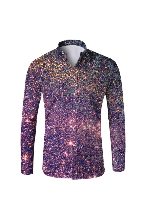 Men's Sparkly Glitter Shirt Deep V Neck Long Sleeve Casual Tunic Eye Catching Glam Party Going Out Top