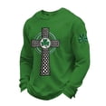 thumbnail image 1 of XIAOCHA Men's St. Patrick's Day Sweatshirt Celtic Cross Shamrock Print Crew Neck Waffle Knit Top Festive Irish Style Casual Everyday Shirt, 1 of 3