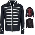 thumbnail image 1 of XIAOCHA Men's Stand Collar Stud Decor Military Jacket Zip Front Long Sleeve Slim Fit Jackets Stage Rock Casual Pullover Outerwear, 1 of 5