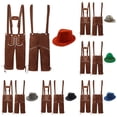 thumbnail image 1 of XIAOCHA Men's Suede Lederhosen Matching Hat Suspender Shorts Oktoberfest Knee Length Pants,Orange,Sizes XXXL, 1 of 6