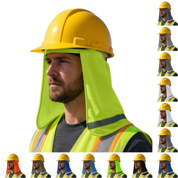 XIAOCHA Men's Sun Protective Hard Hat Neck Flapï¼Reflective Outdoor Work Headwear,Yellow